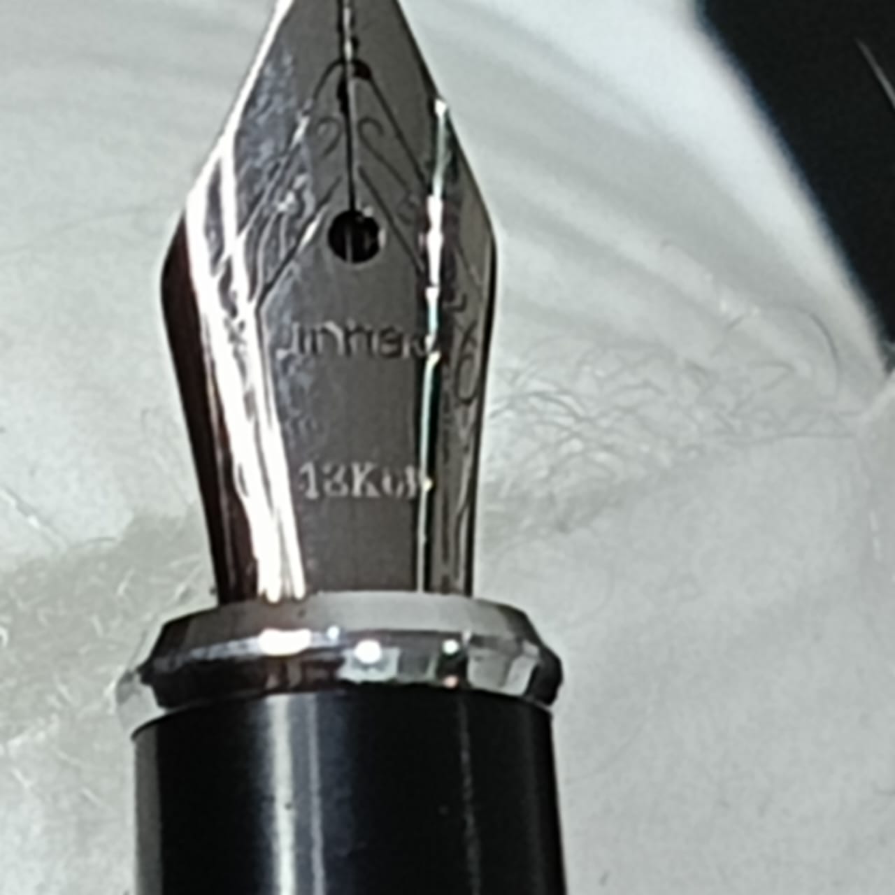 Stylo plume plaqué or 18k blanc original et faïence chinois