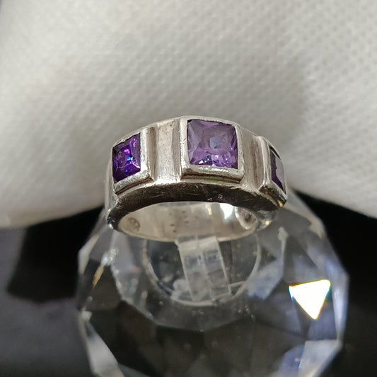 خاتم فضة بحجر أمتيست