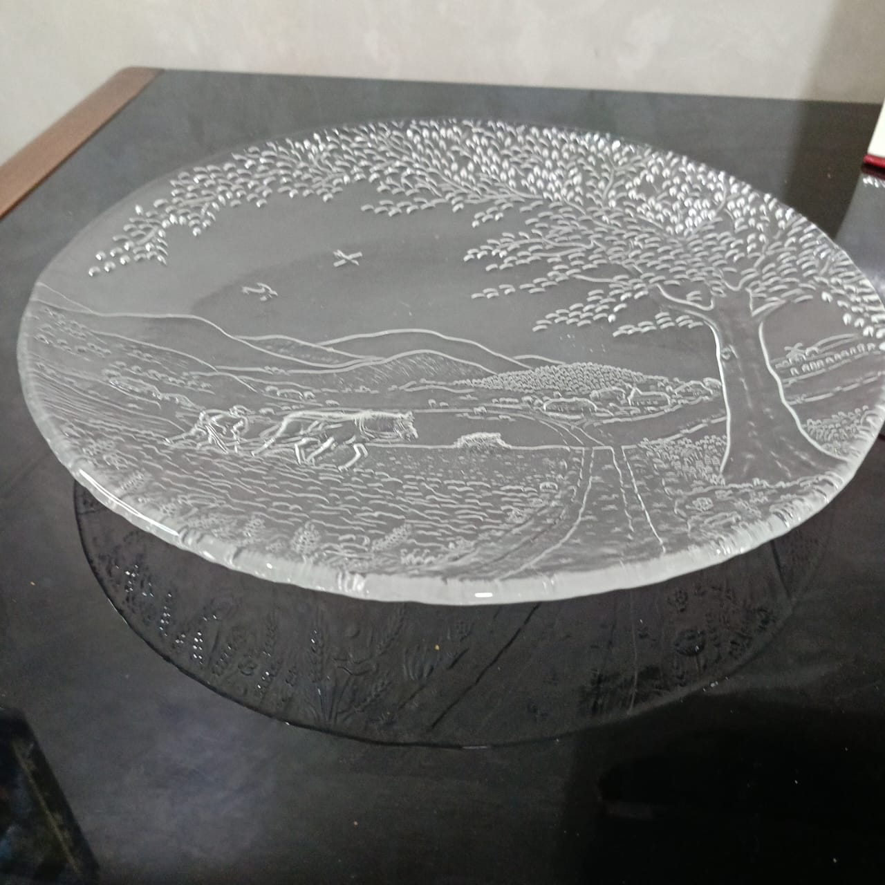 Ancien plat cristal art déco original vintage