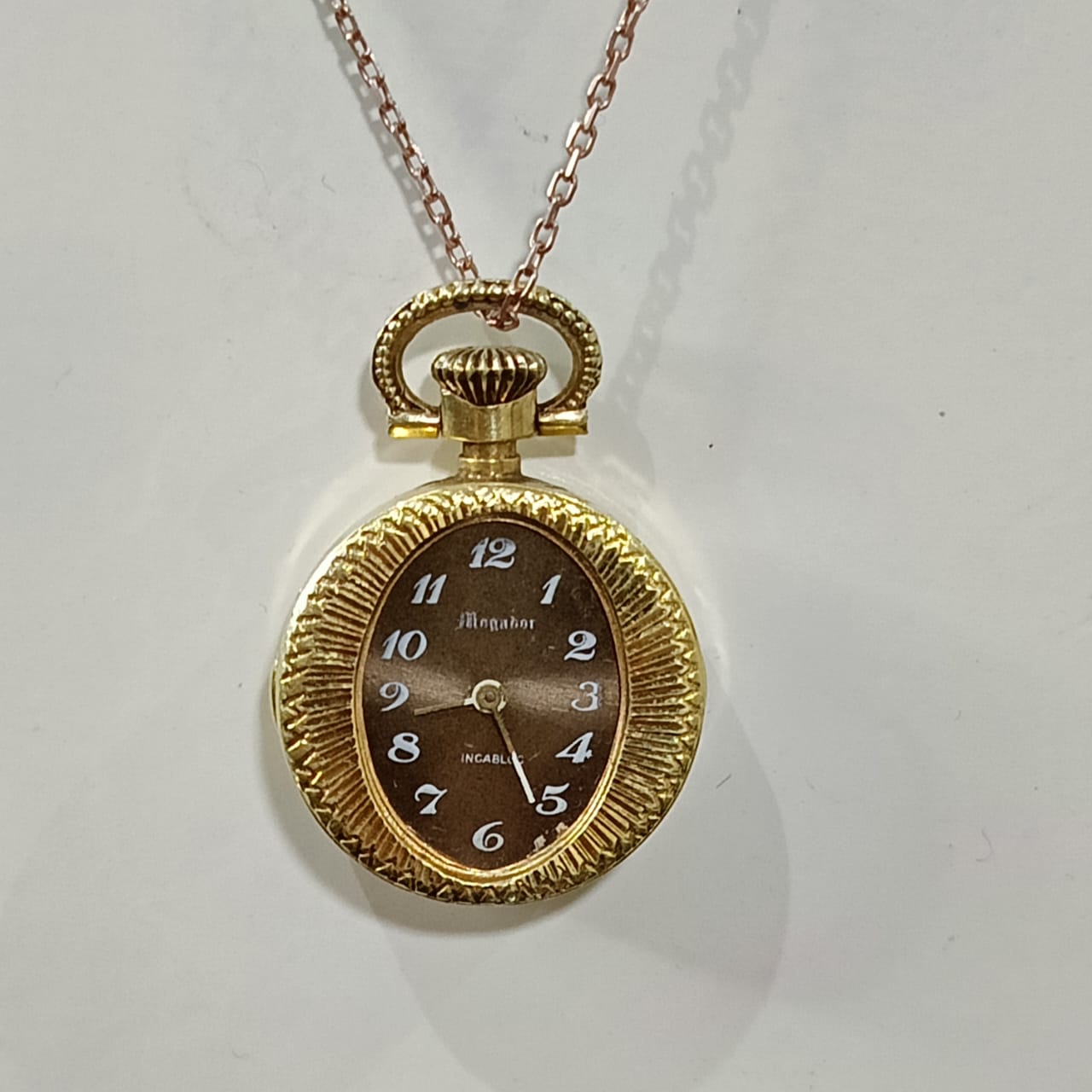 سلسلة بساعة قلادة ميكانيك فضة مغلفة بالذهب