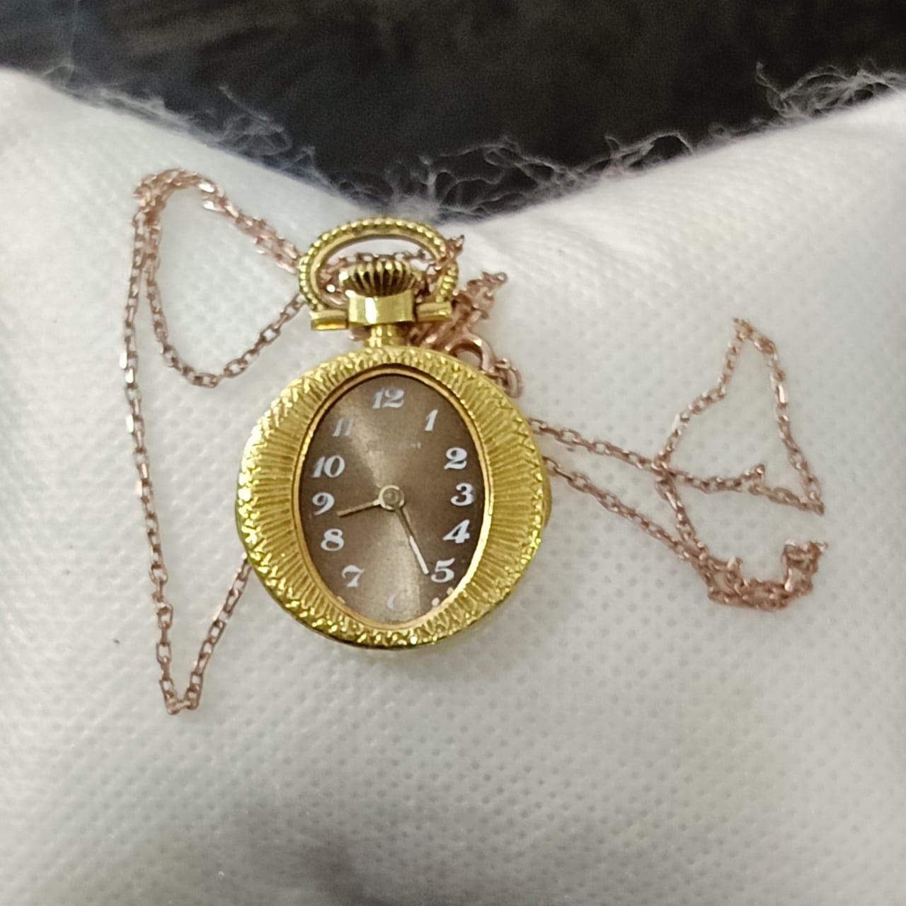 سلسلة بساعة قلادة ميكانيك فضة مغلفة بالذهب