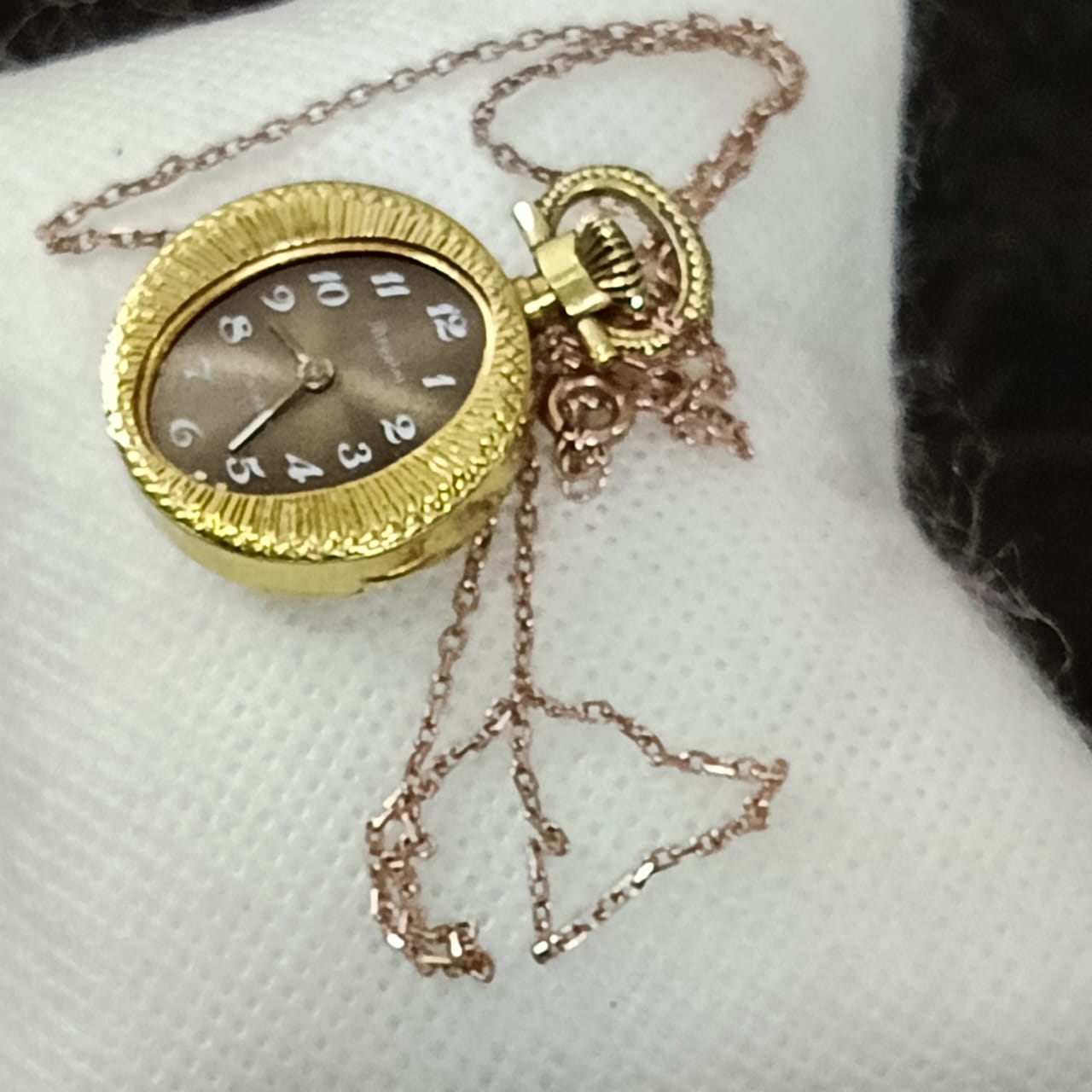 سلسلة بساعة قلادة ميكانيك فضة مغلفة بالذهب