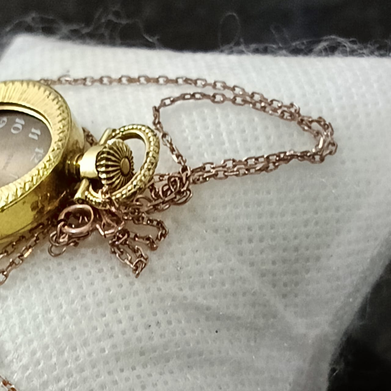 سلسلة بساعة قلادة ميكانيك فضة مغلفة بالذهب