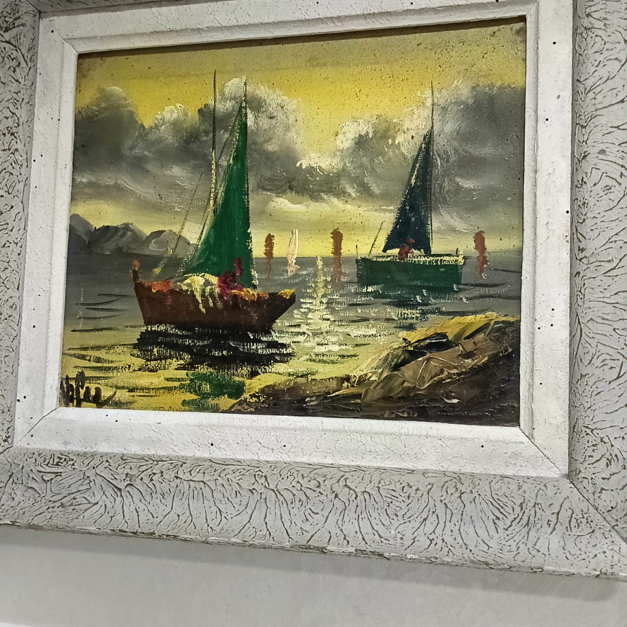 Ancien tableau vintage original sur toil signé