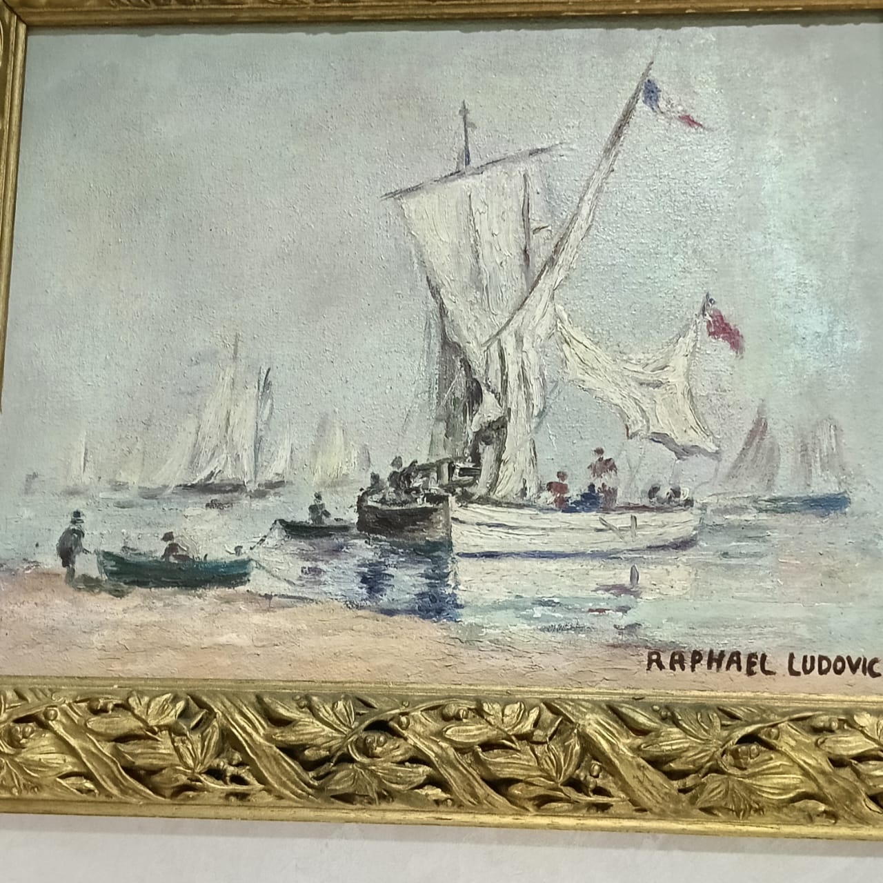 Ancien tableau vintage original sur toil signé