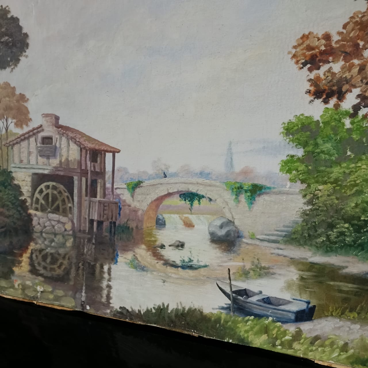 Ancien tableau vintage original sur toile signée