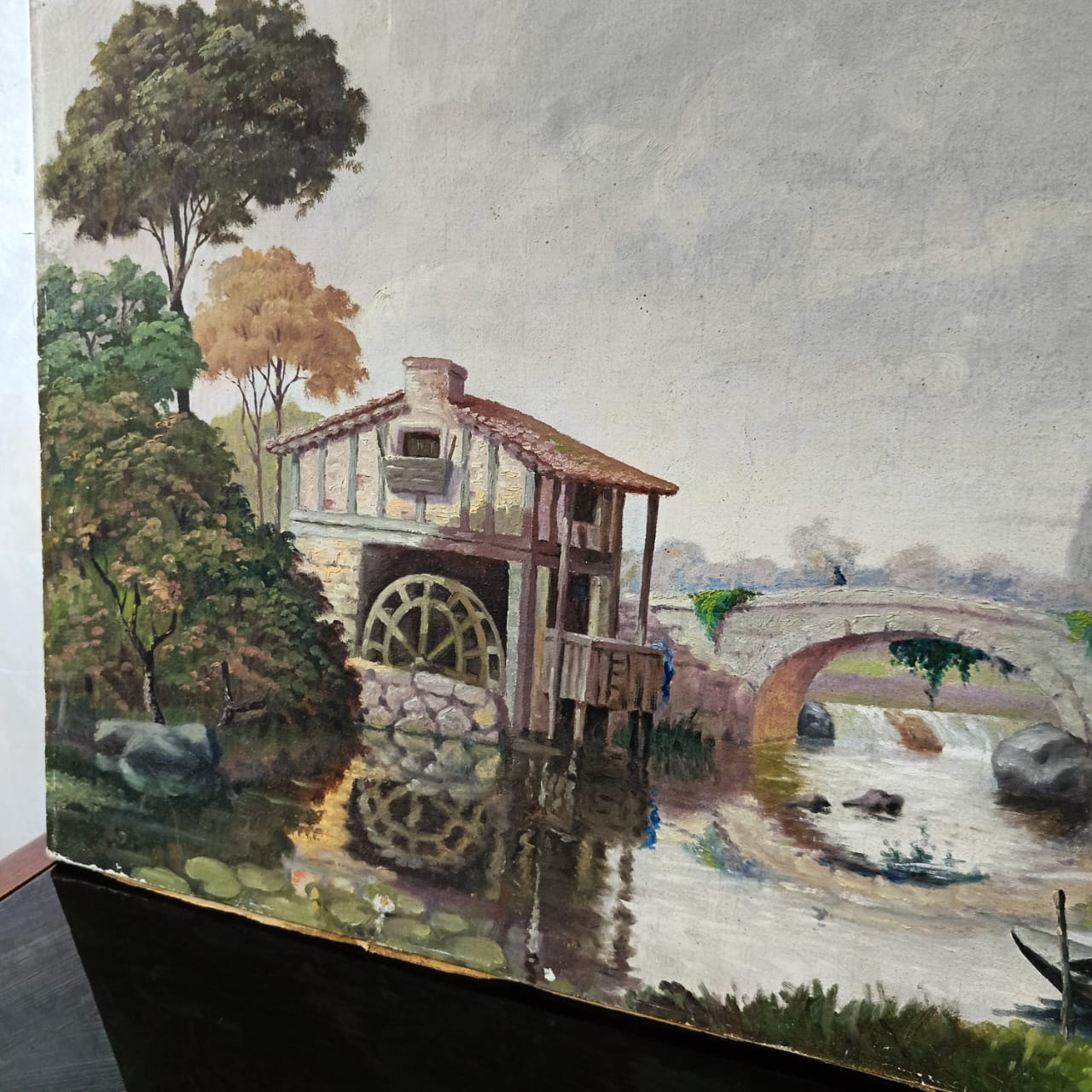 Ancien tableau vintage original sur toile signée