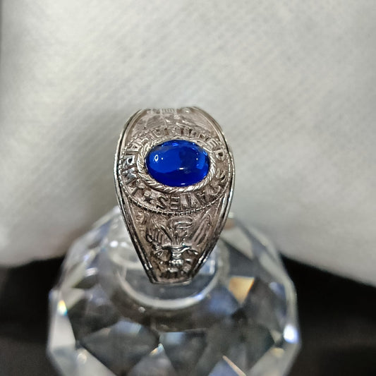 خاتم فضة أمريكي بحجر سفير أزرق