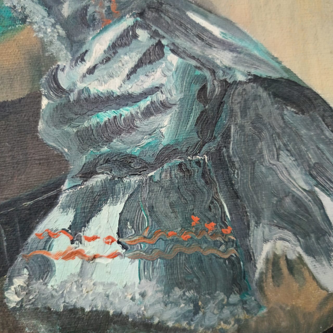 Ancien tableau vintage original sur toile signée