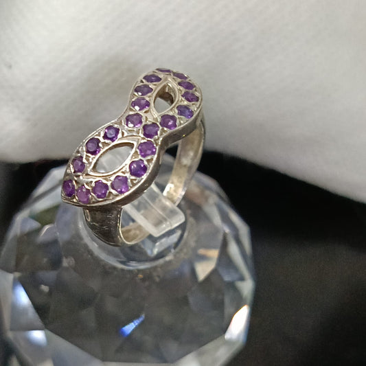 خاتم فضة نسائي مرصع بالأحجار امتيست طبيعي