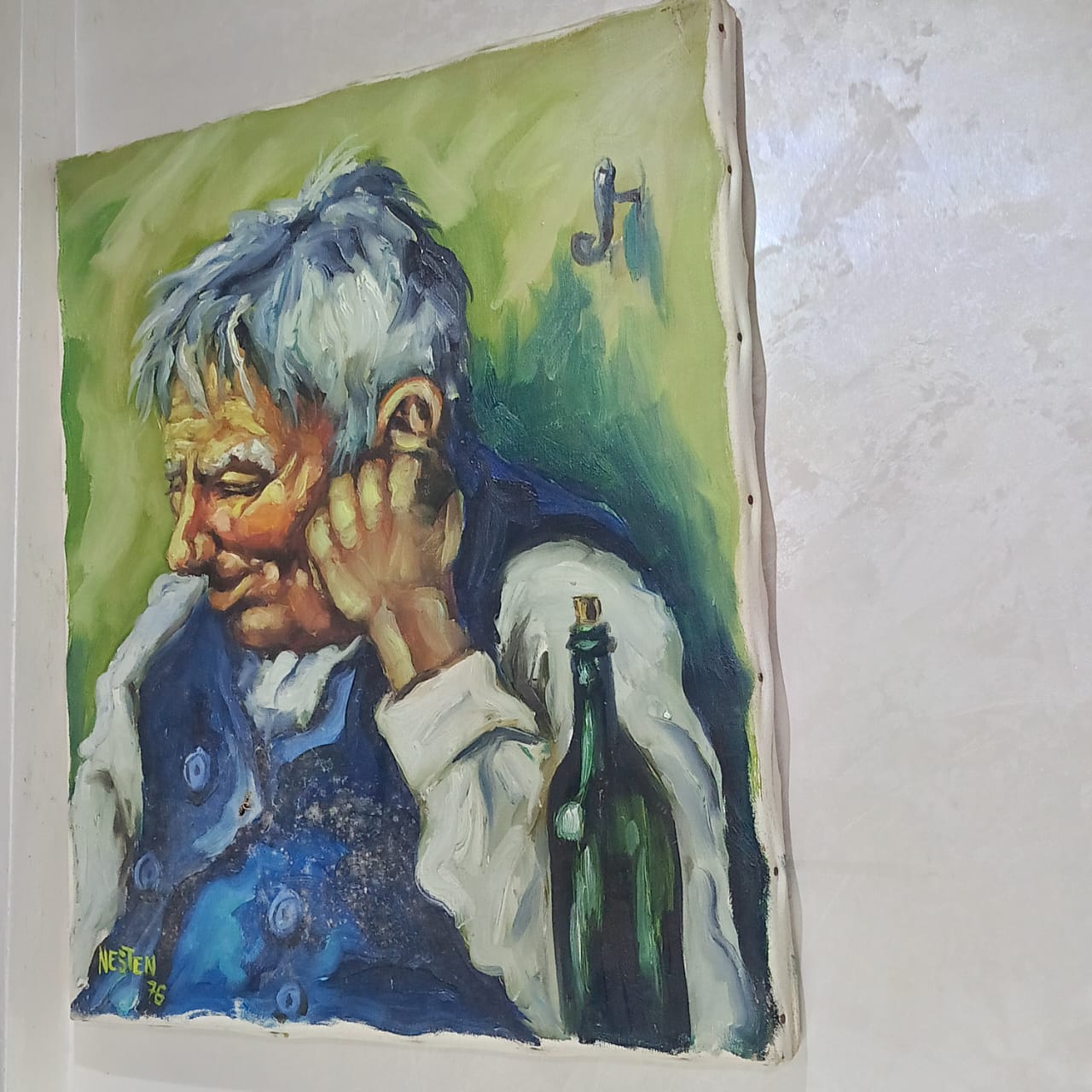 Ancien tableau vintage original sur toile signée