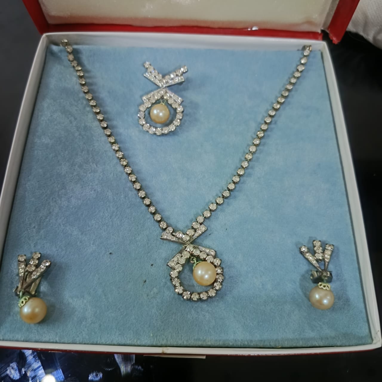 Ancien parure en plaqué or blanc vintage