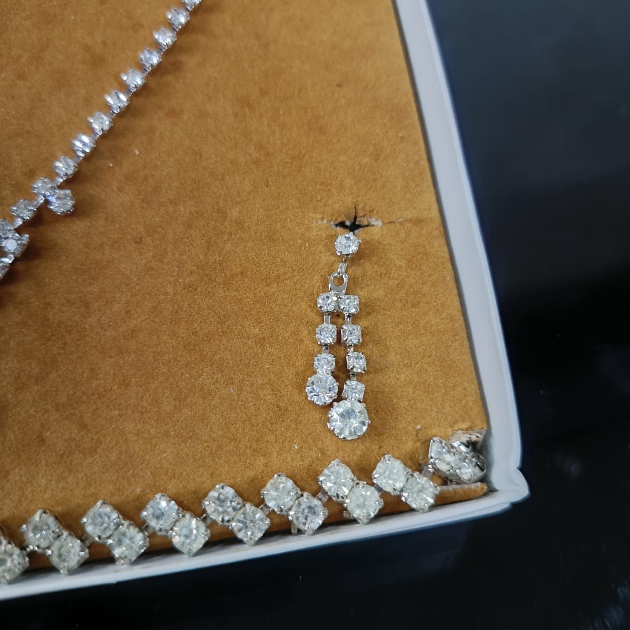 Ancien parure en plaqué or blanc vintage