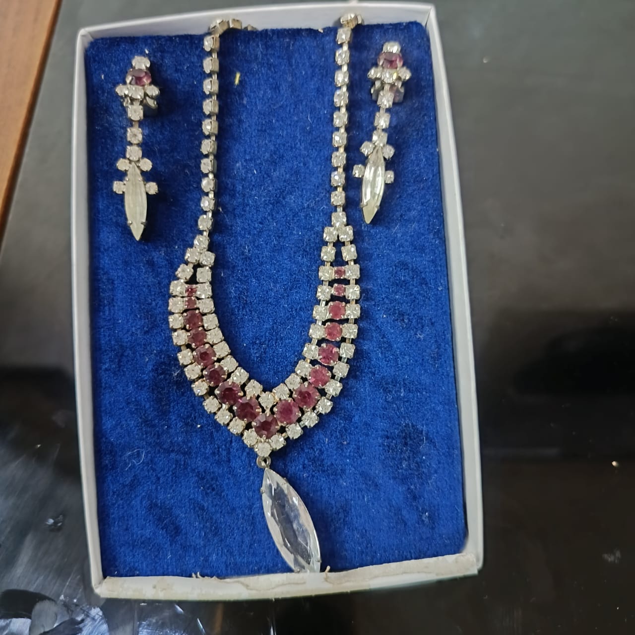 Ancien parure en plaqué or blanc vintage