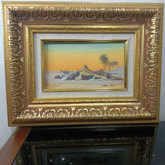 Tableau peinture huile vintage original sur toile