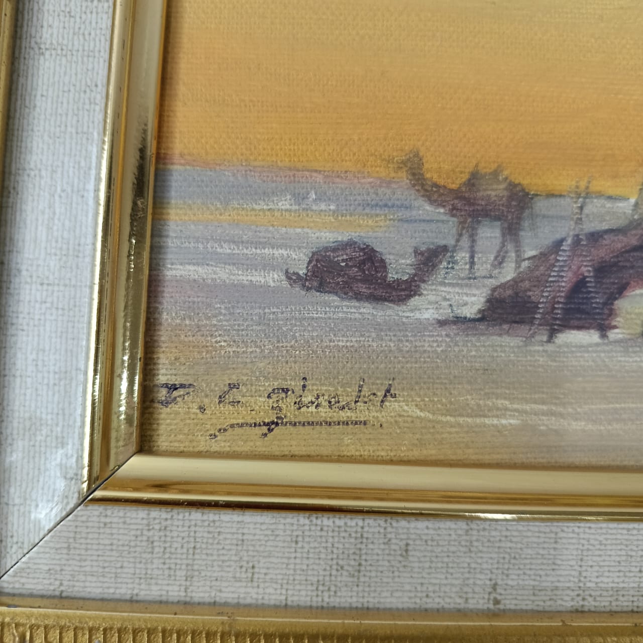 Tableau peinture huile vintage original sur toile