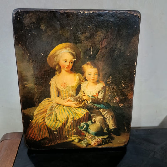 Ancien tableau vintage réplique sur bois