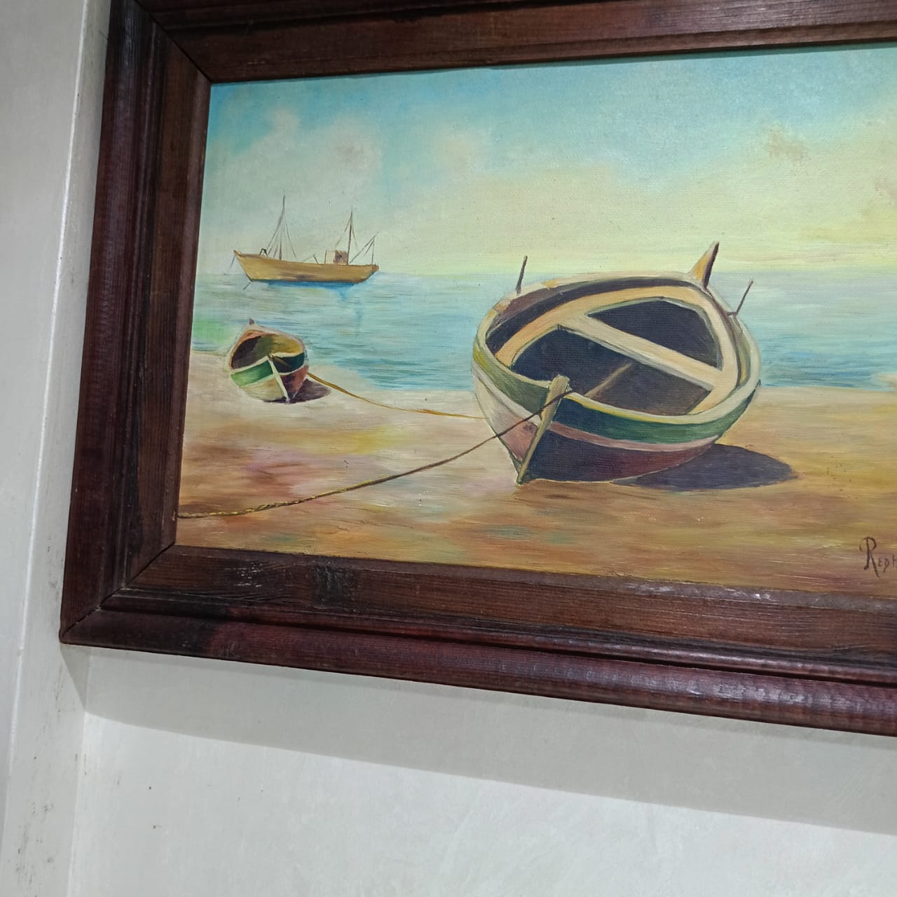 Ancien tableau vintage original huile sur toile signée