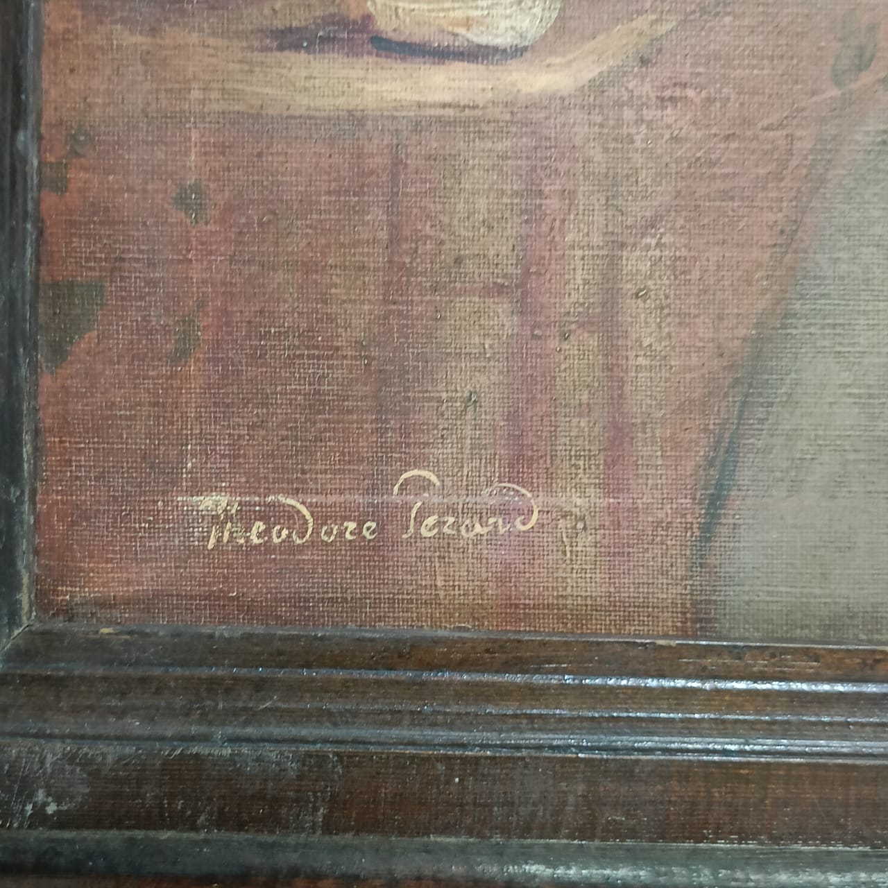 Ancien tableau vintage original huile sur toile signée par Théodore Girard