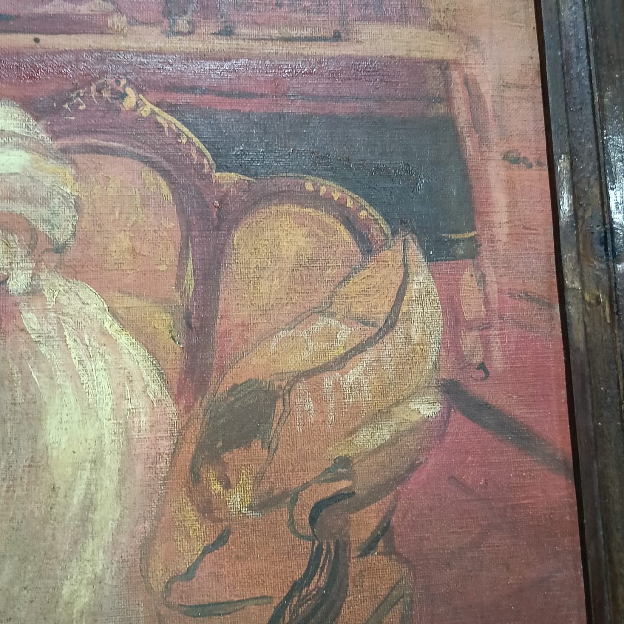 Ancien tableau vintage original huile sur toile signée par Théodore Girard