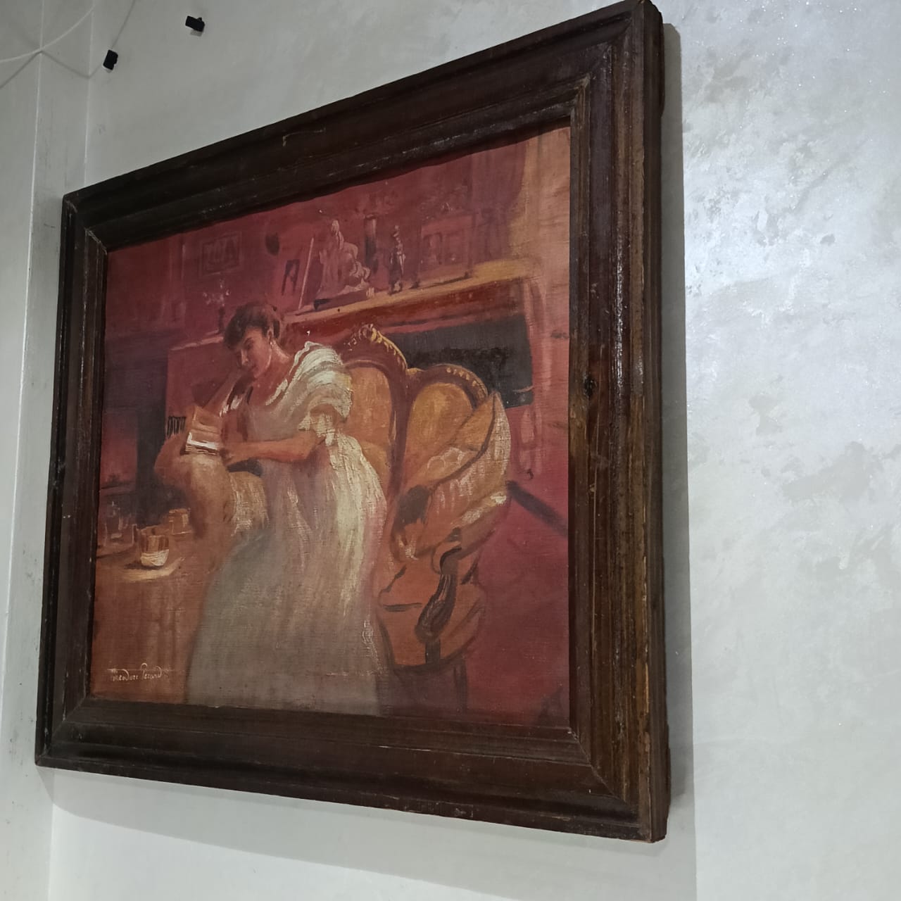 Ancien tableau vintage original huile sur toile signée par Théodore Girard
