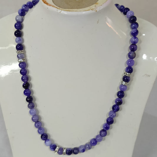 عقد تحفة بحجر عقيق أزرق سماوي طبيعي