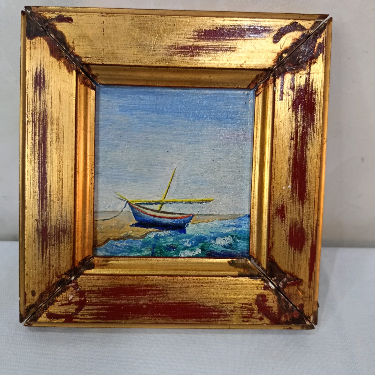 Ancien tableau vintage original huile sur panneau