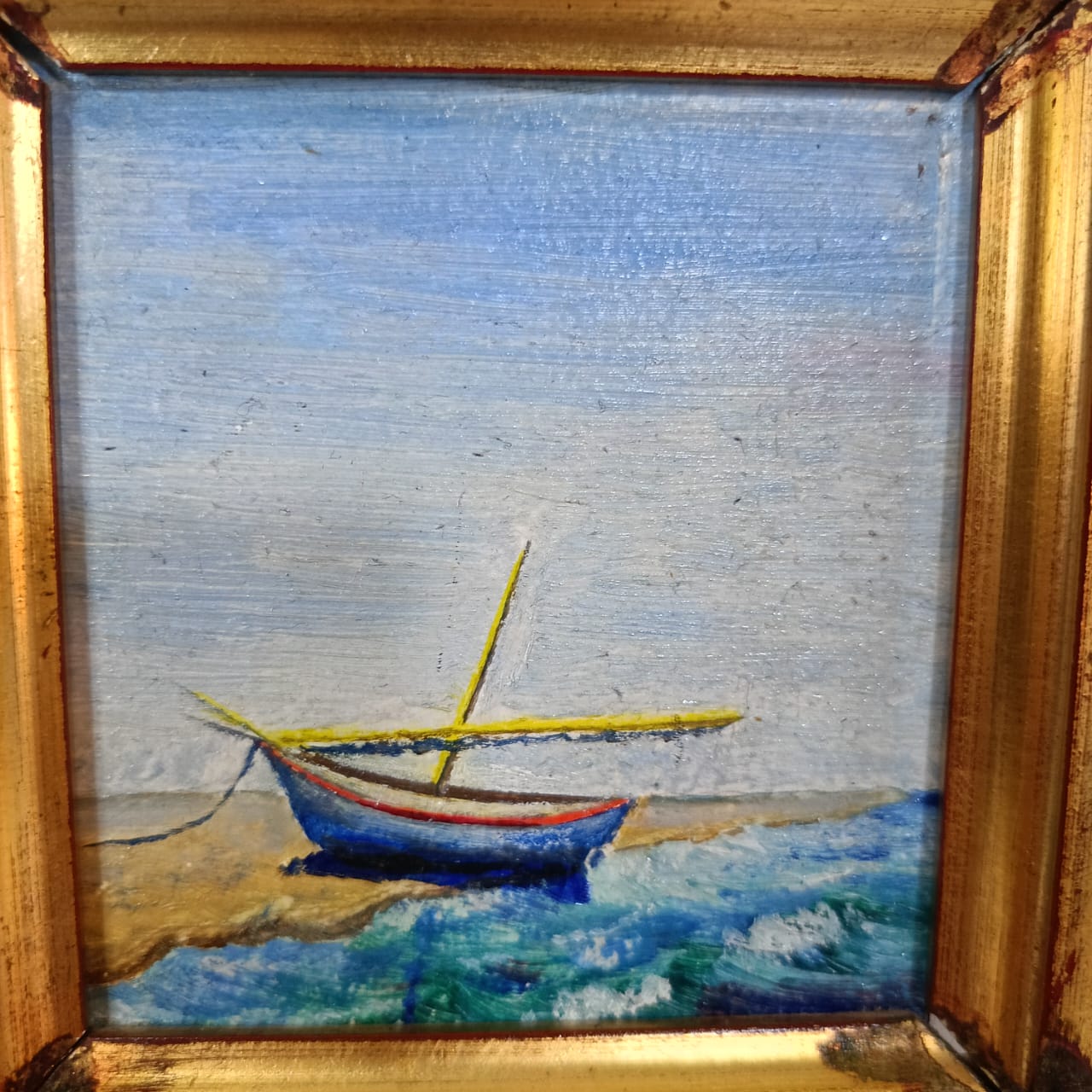 Ancien tableau vintage original huile sur panneau