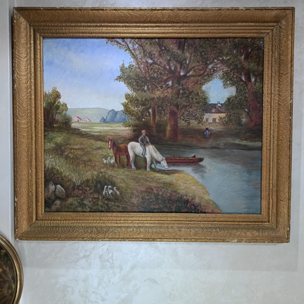 Ancien tableau vintage original huile sur toile signée