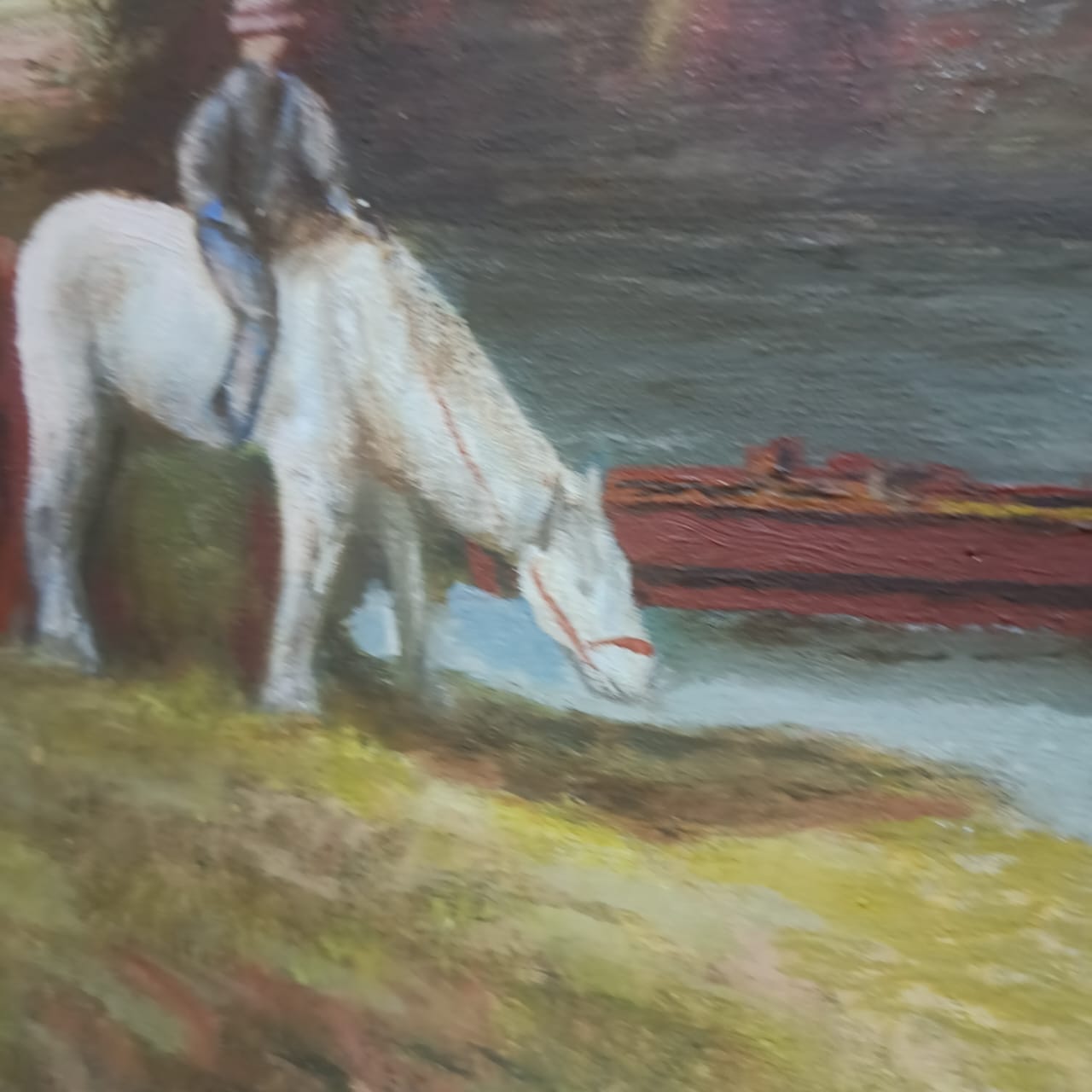 Ancien tableau vintage original huile sur toile signée