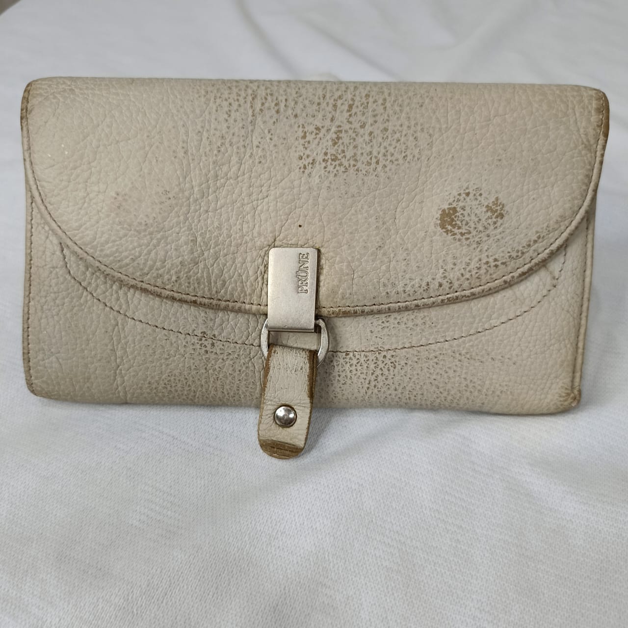 Portefeuille prune en cuir femme original ancien