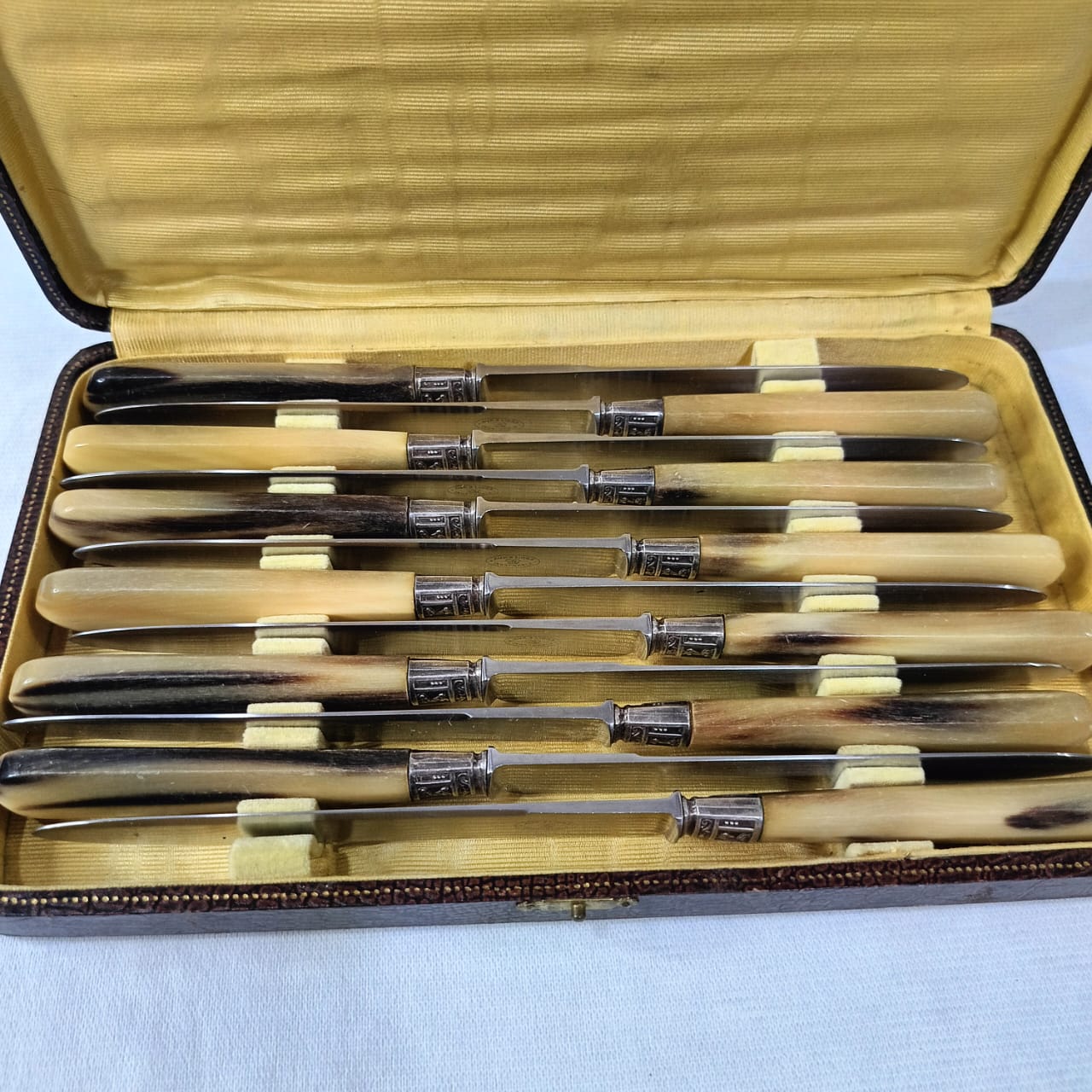 Coffret argenté antique vintage 12 pièce عاج وفضة