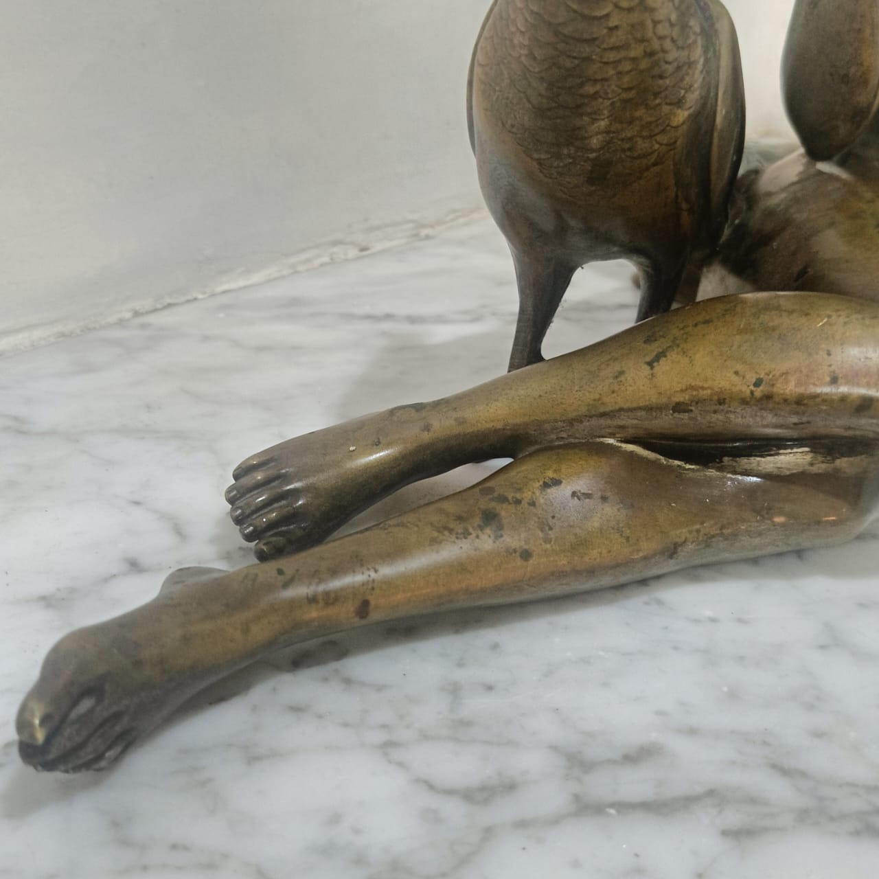 Ancien statut en bronze rare vintage original signé