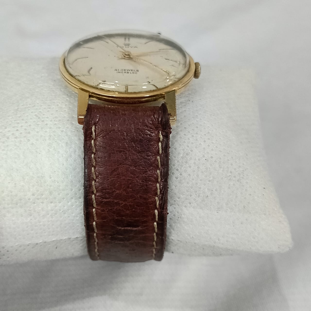 Montre thuya mécanique en plaqué or 20g vintage original