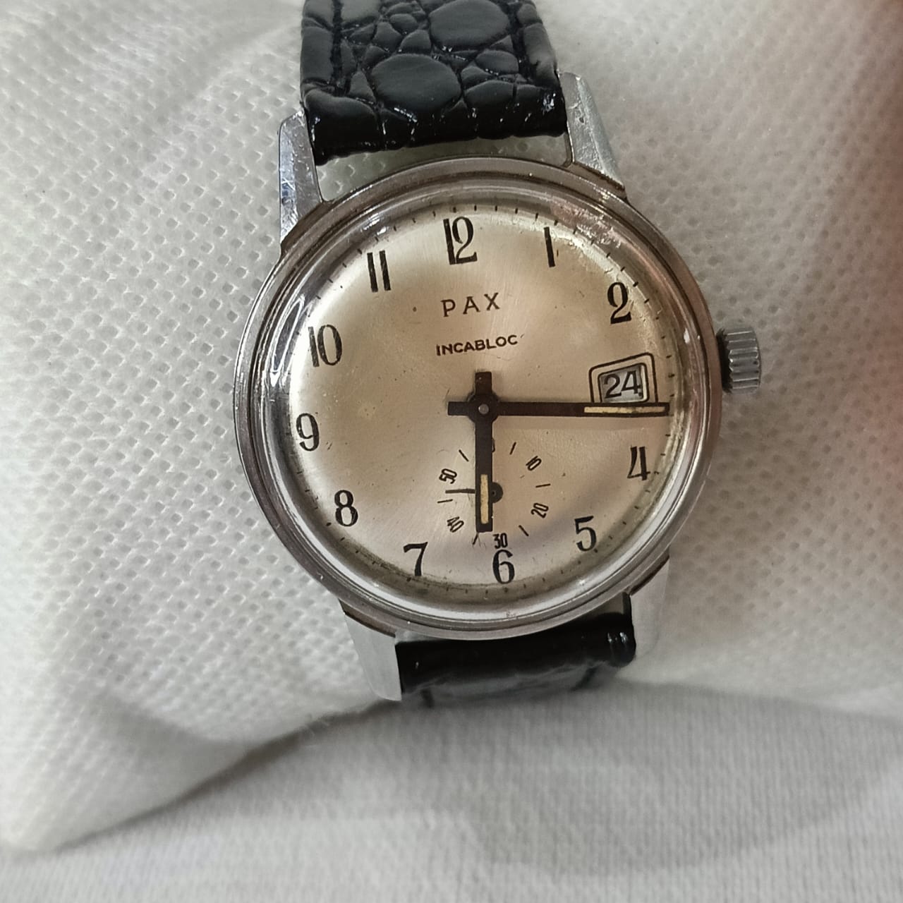 Montre pax mécanique vintage original acier inoxydable