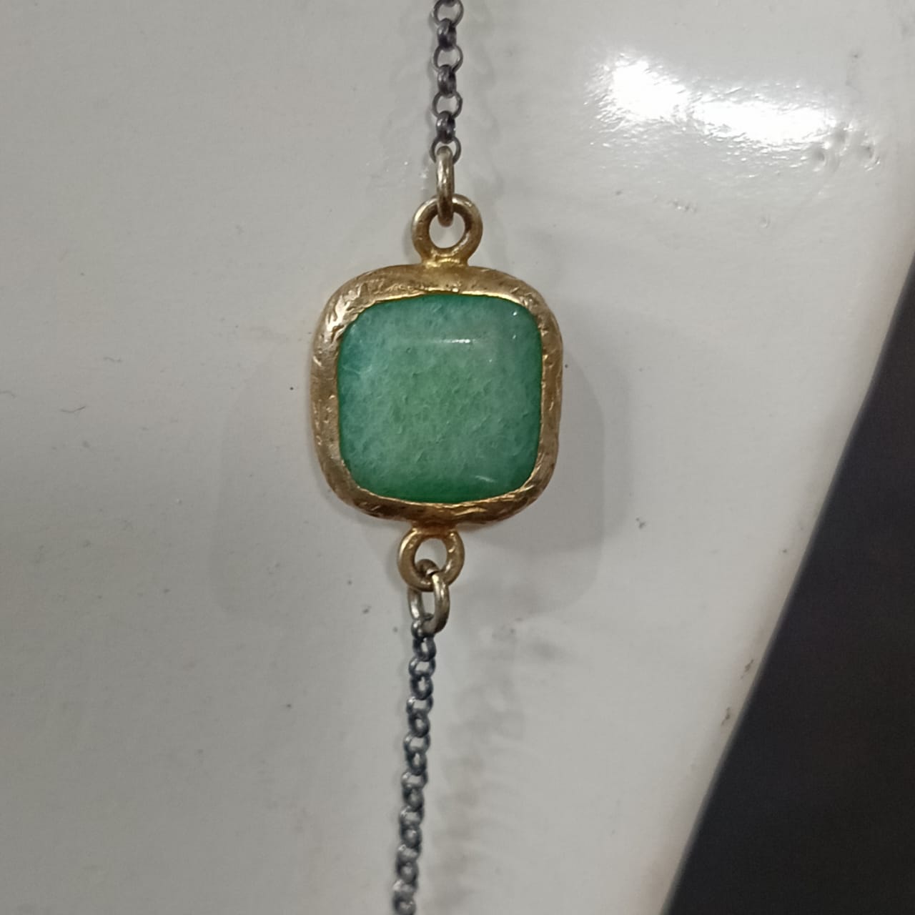 طقم فضة بحجر زمرد سلسلة وخاتم