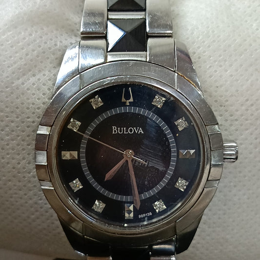 ساعة بولوفا سيراميك مرصعة بالألماس الأصلي للنساء