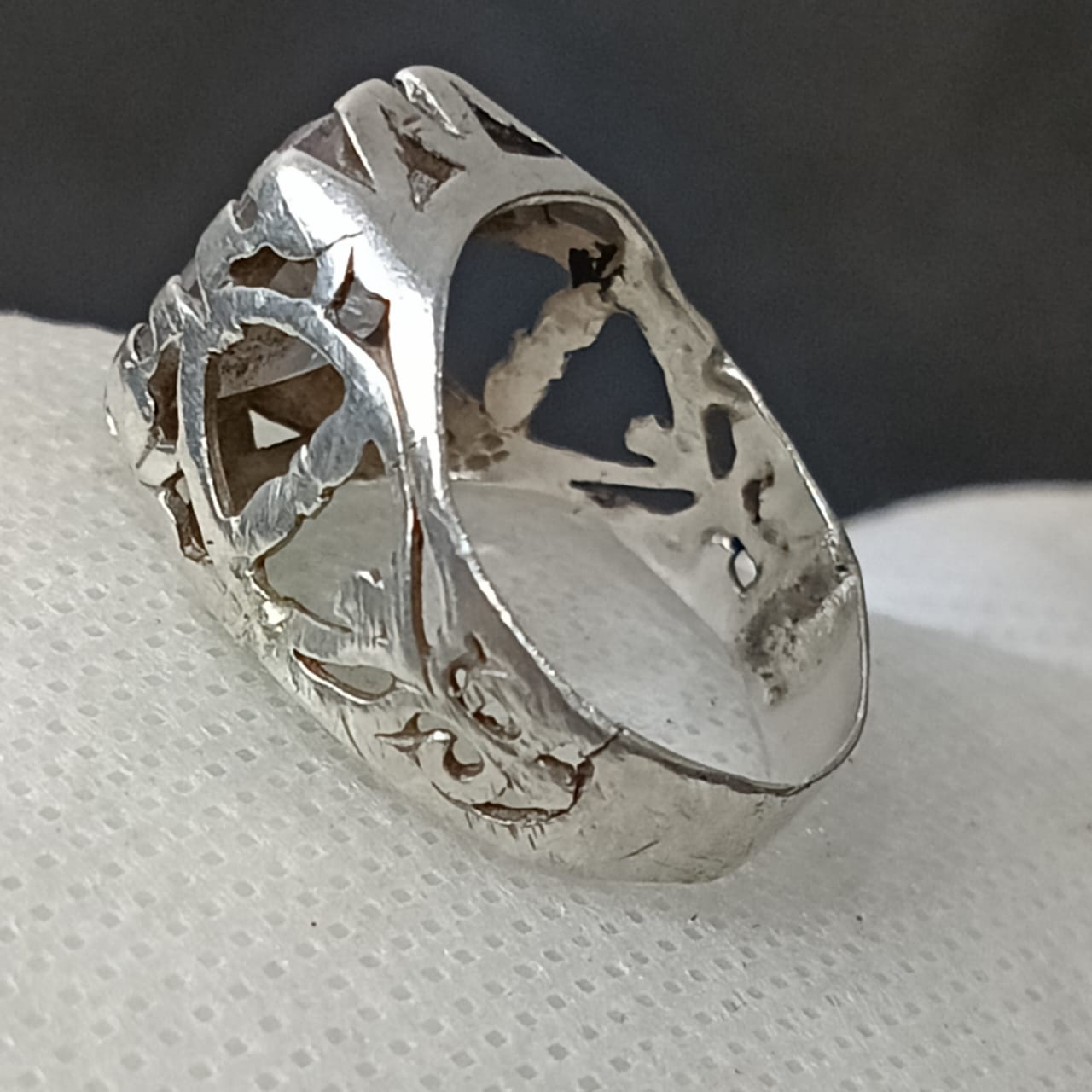 خاتم فضة بحجر دف نجفي