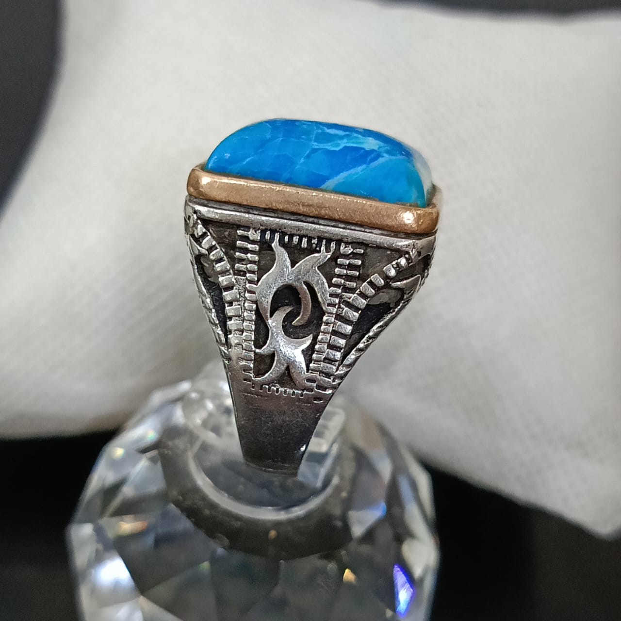 خاتم فضة بحجر فيروز تحفة