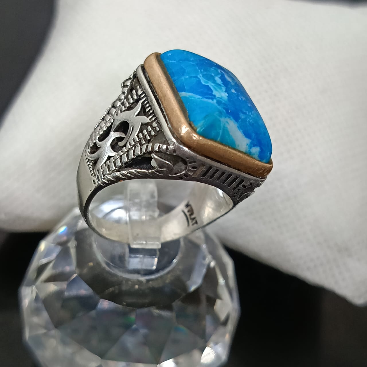 خاتم فضة بحجر فيروز تحفة