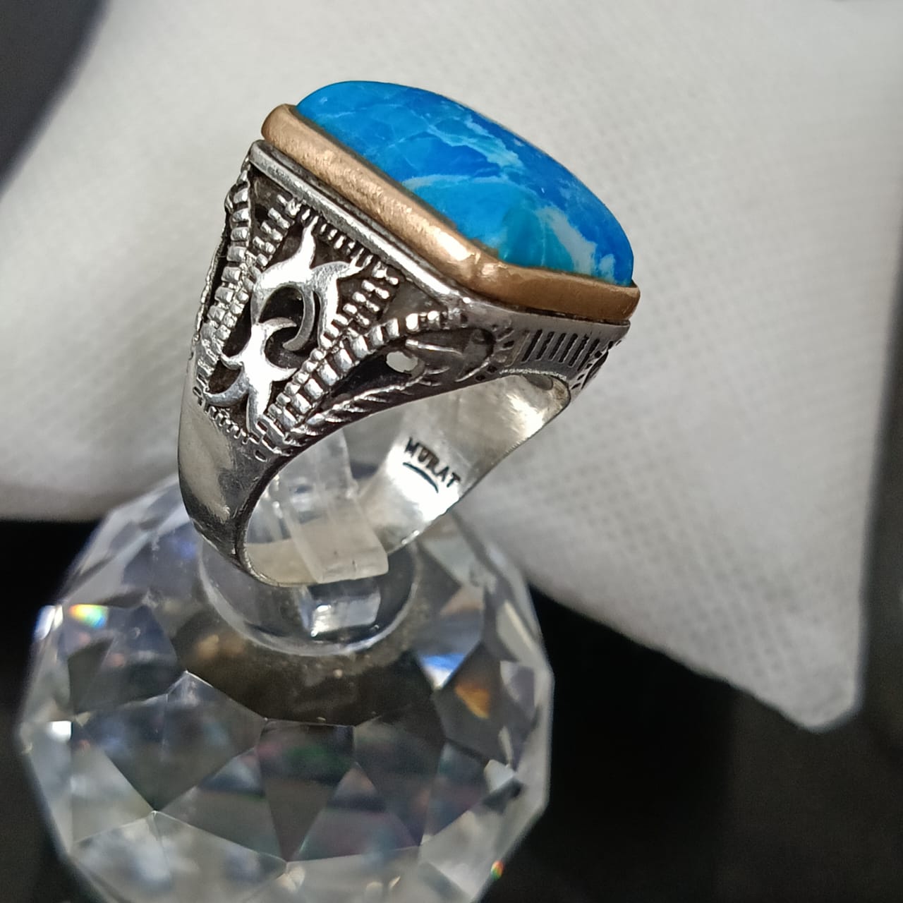 خاتم فضة بحجر فيروز تحفة