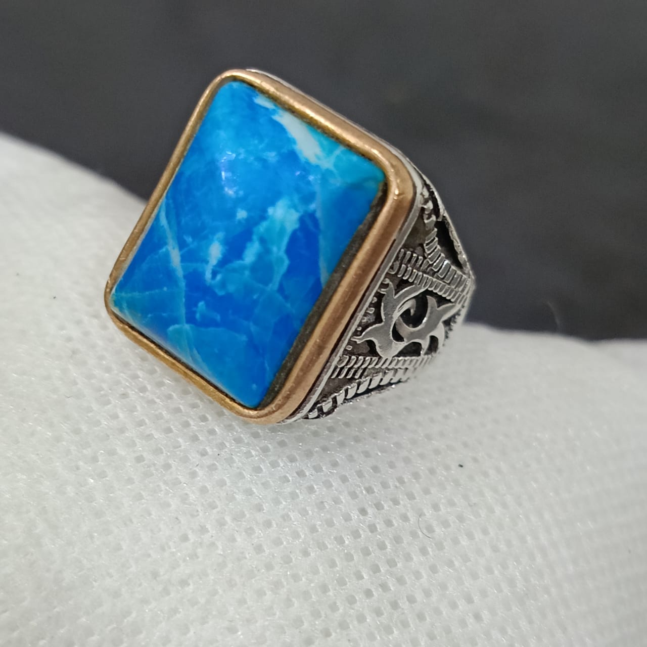 خاتم فضة بحجر فيروز تحفة