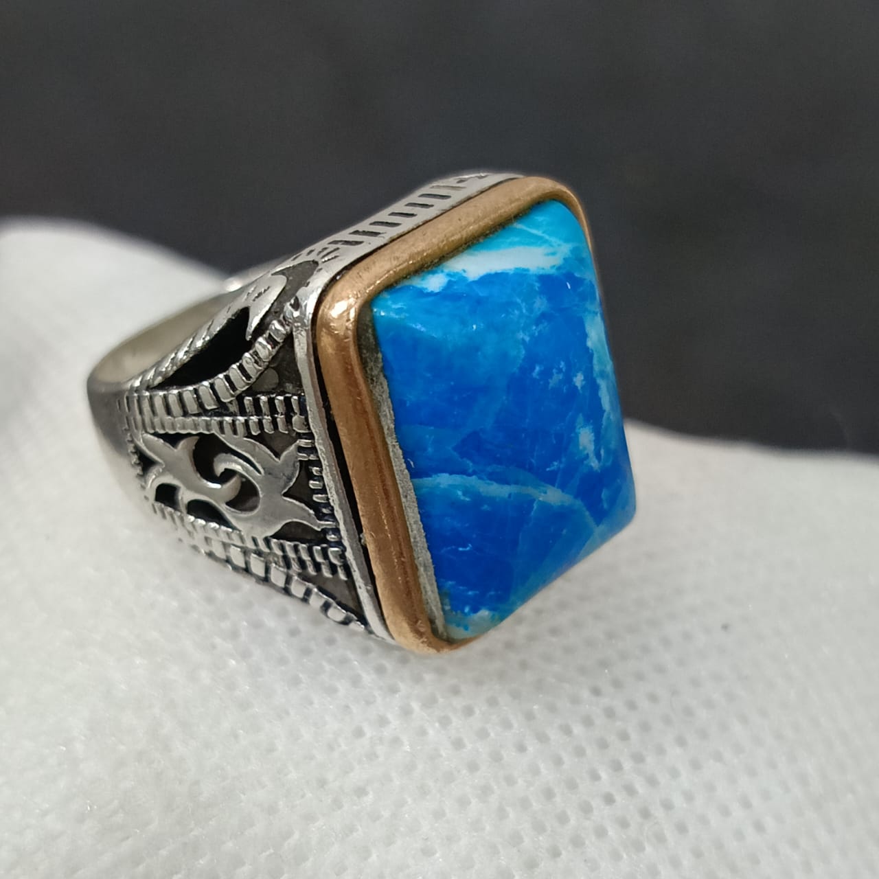 خاتم فضة بحجر فيروز تحفة