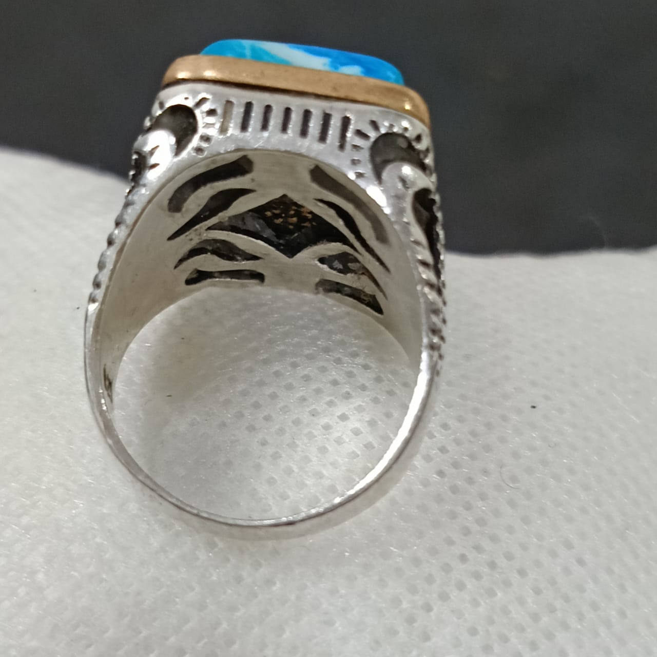 خاتم فضة بحجر فيروز تحفة