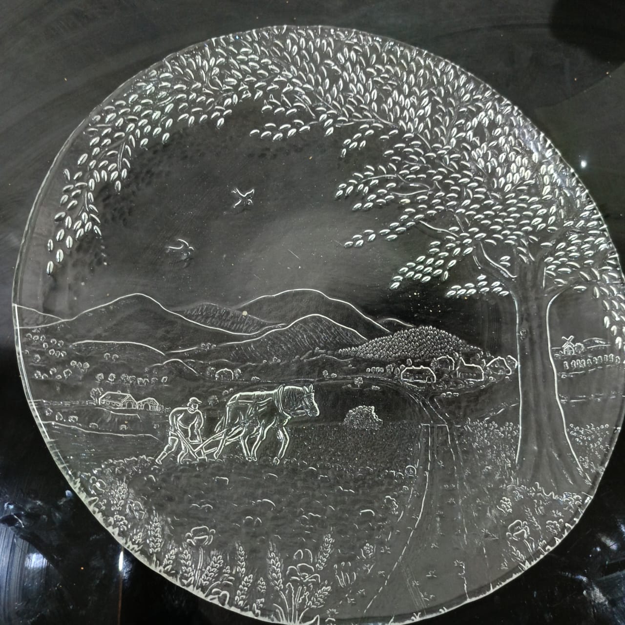 Ancien plat cristal art déco original vintage