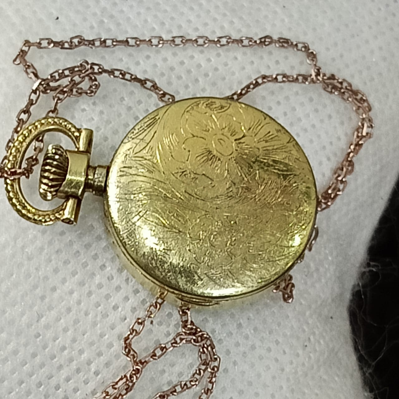 سلسلة بساعة قلادة ميكانيك فضة مغلفة بالذهب