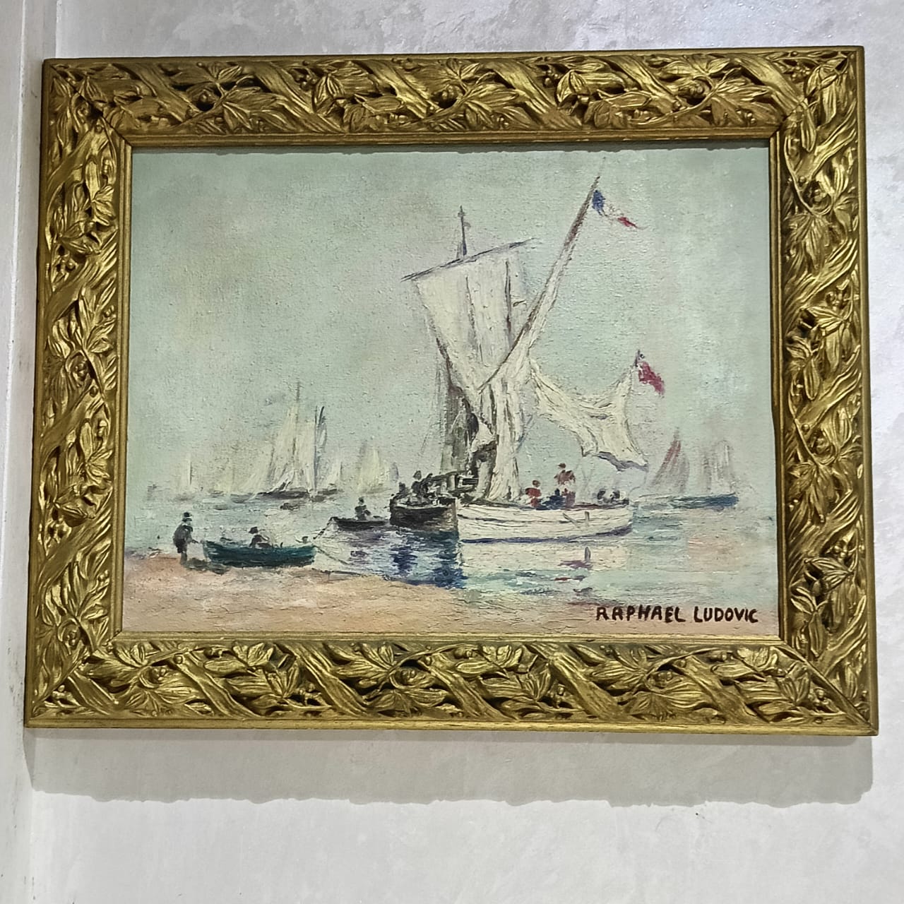 Ancien tableau vintage original sur toil signé