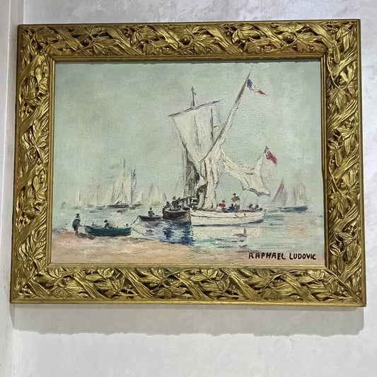 Ancien tableau vintage original sur toil signé