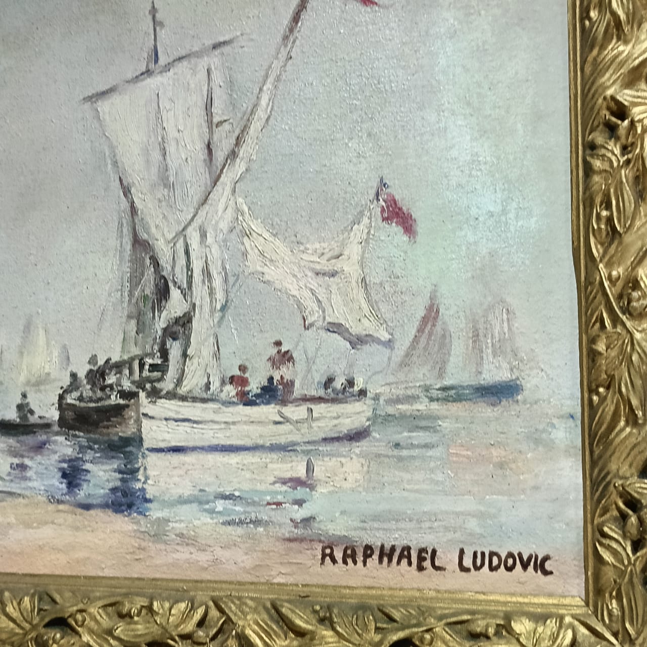 Ancien tableau vintage original sur toil signé