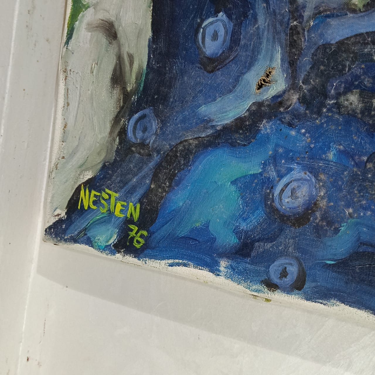 Ancien tableau vintage original sur toile signée